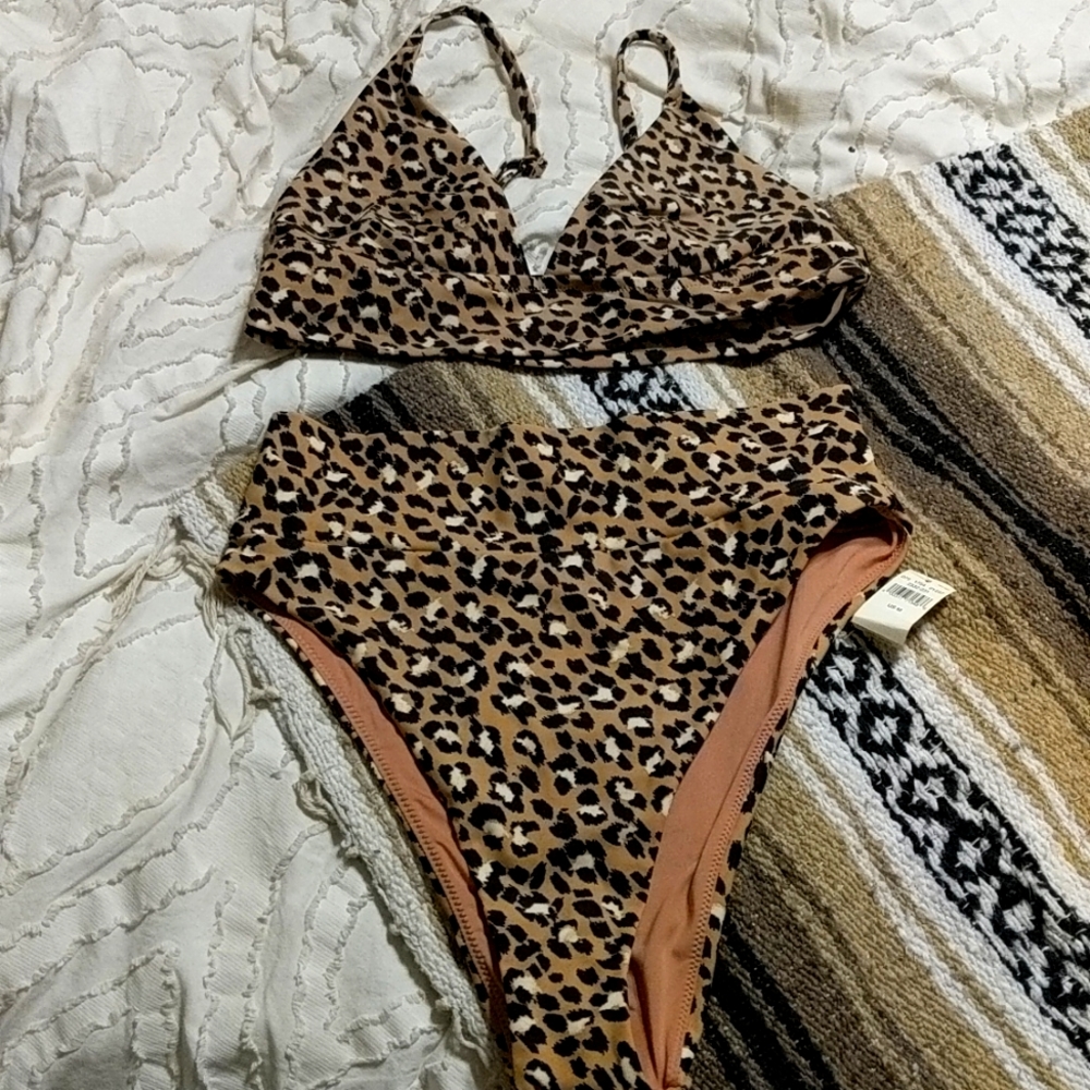 Animal Print Long Lines Top and High Cut Cheeky Bottom
